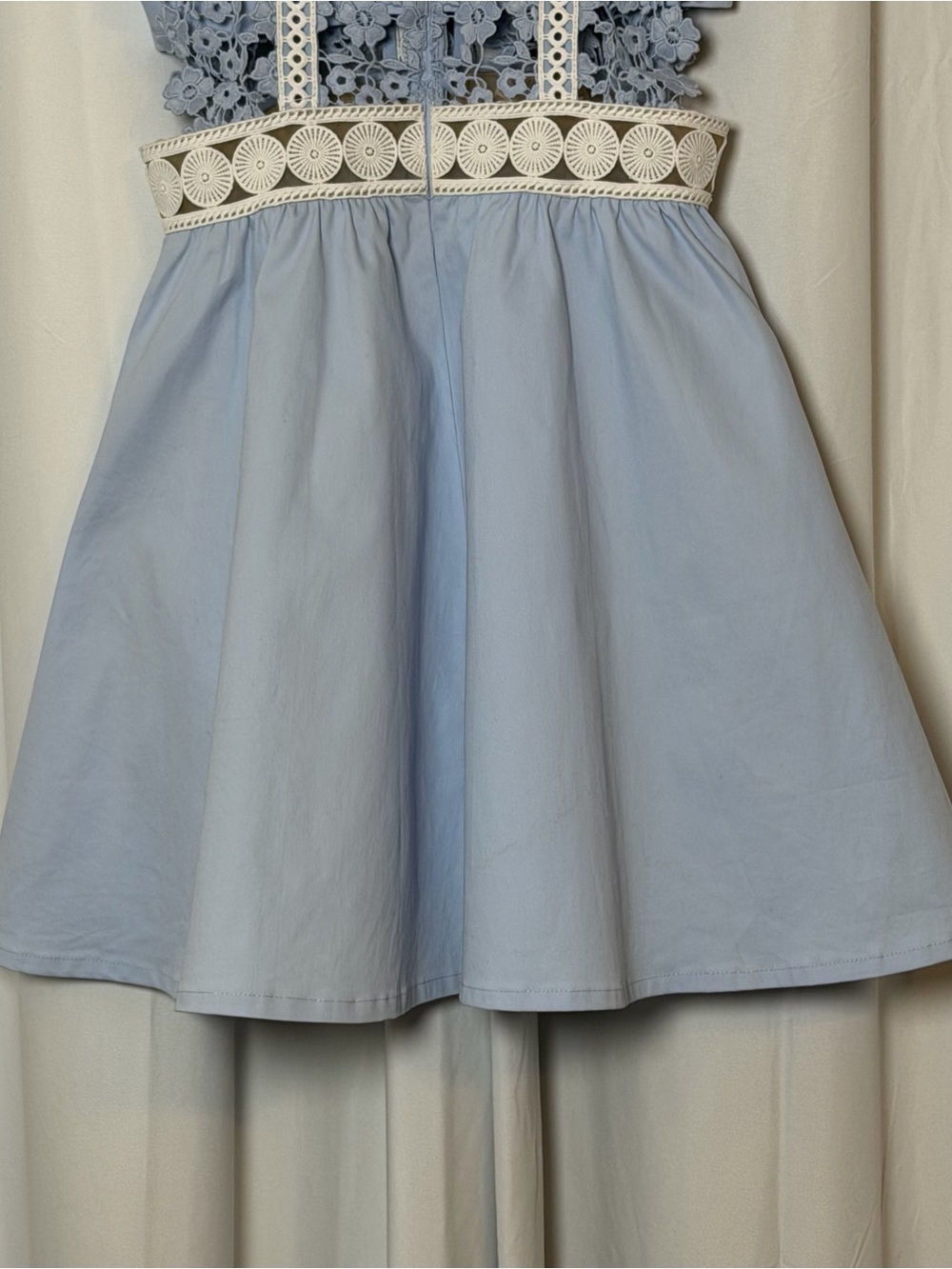 Self-Portrait Floral Vine Mini Dress Blue Guipure Lace Pockets Size US 2 - Picture 15 of 16